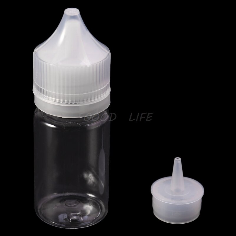 10ml-120ml pet plastic lege druppelaar vloeistof oog helder water fles lange punt dop: 30ml