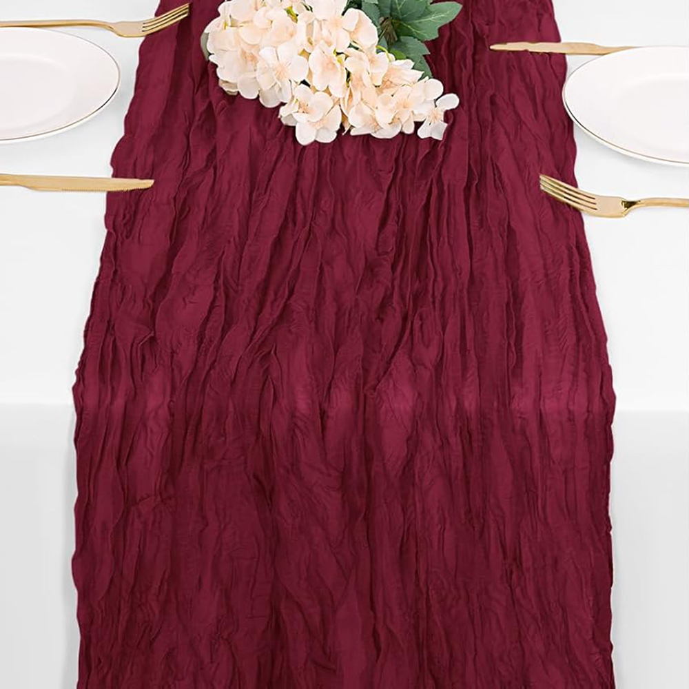 Vinröd bordslöpare ostduk gasväv rustik bohemisk ostduk bordslöpare bröllop möhippa födelsedagsfestdekorationer: 30*220cm / Vit