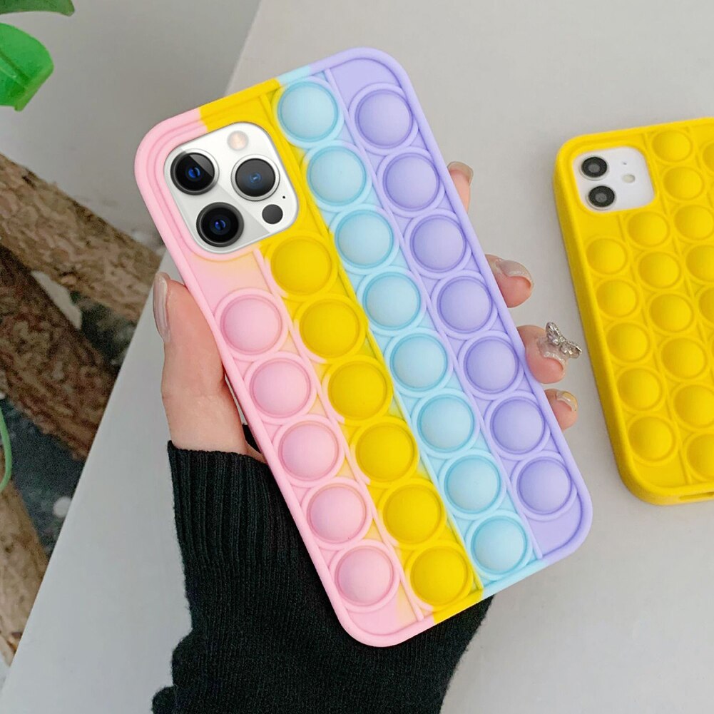Push Bubble Toy Phone Case Silicone Relieve Stress Pop Fidget Toys Phone Case For iPhone 11/11 Pro/11Pro MAX/12Pro MAX