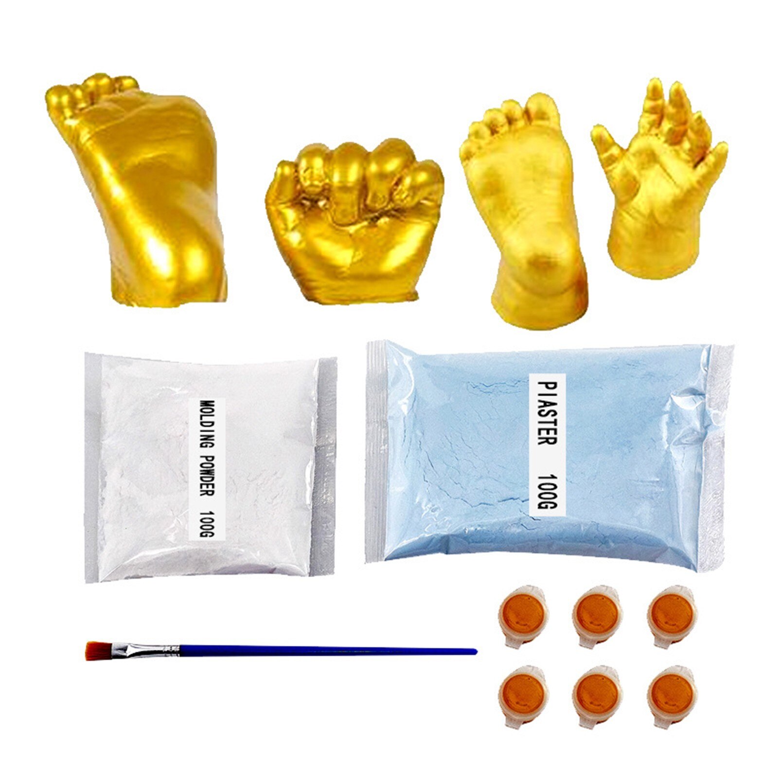 Gesso dourado diy brinquedos 3d mão lembrança fazendo materiais de casamento segurando bebê crianças molde gesso para meninas menino artesanato ouro