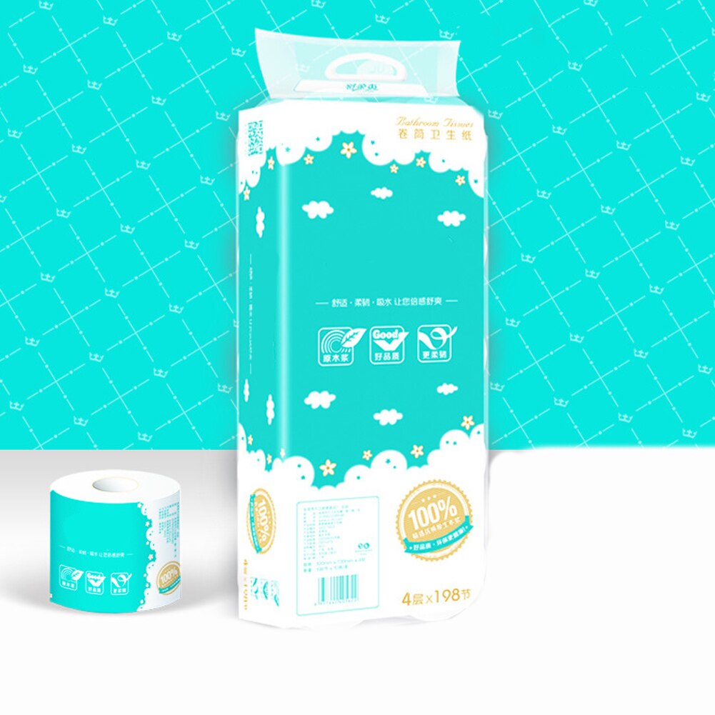 10 rollos de papel higiénico patrón de papel 4 capas papel puro rollo papel baño protección del medio ambiente bebé limpieza papel