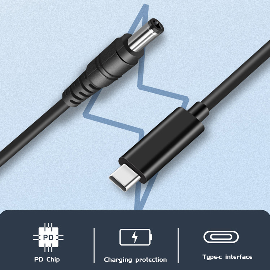 Universel usb c pd  to 12v strømforsyningsadapterkabel type c til  dc 5.5 x 2.1mm jackstik til wi-fi-router mini-blæserhøjttaler
