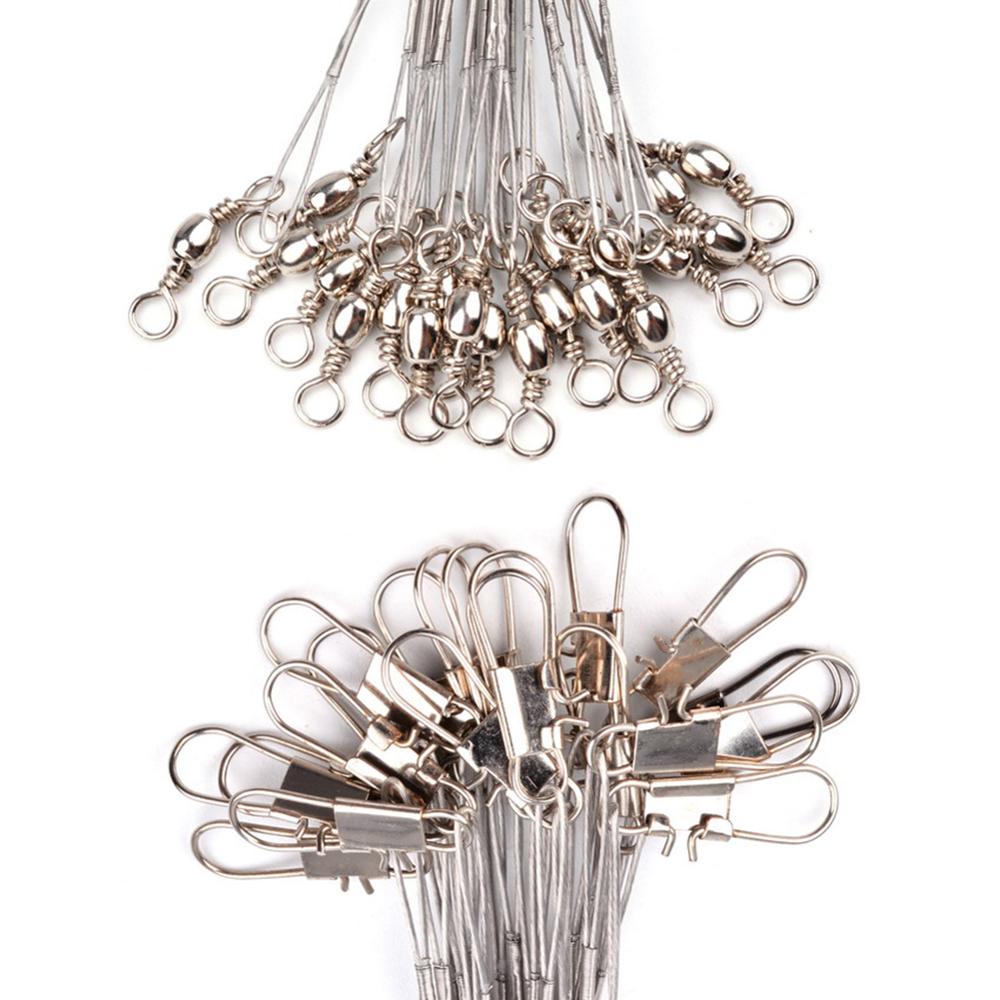 20pcs Steel Fishing Line Eco-Friendly Enduring Excellent Anti-bite Braided Wire Leader with Swivel Fishing Tool
