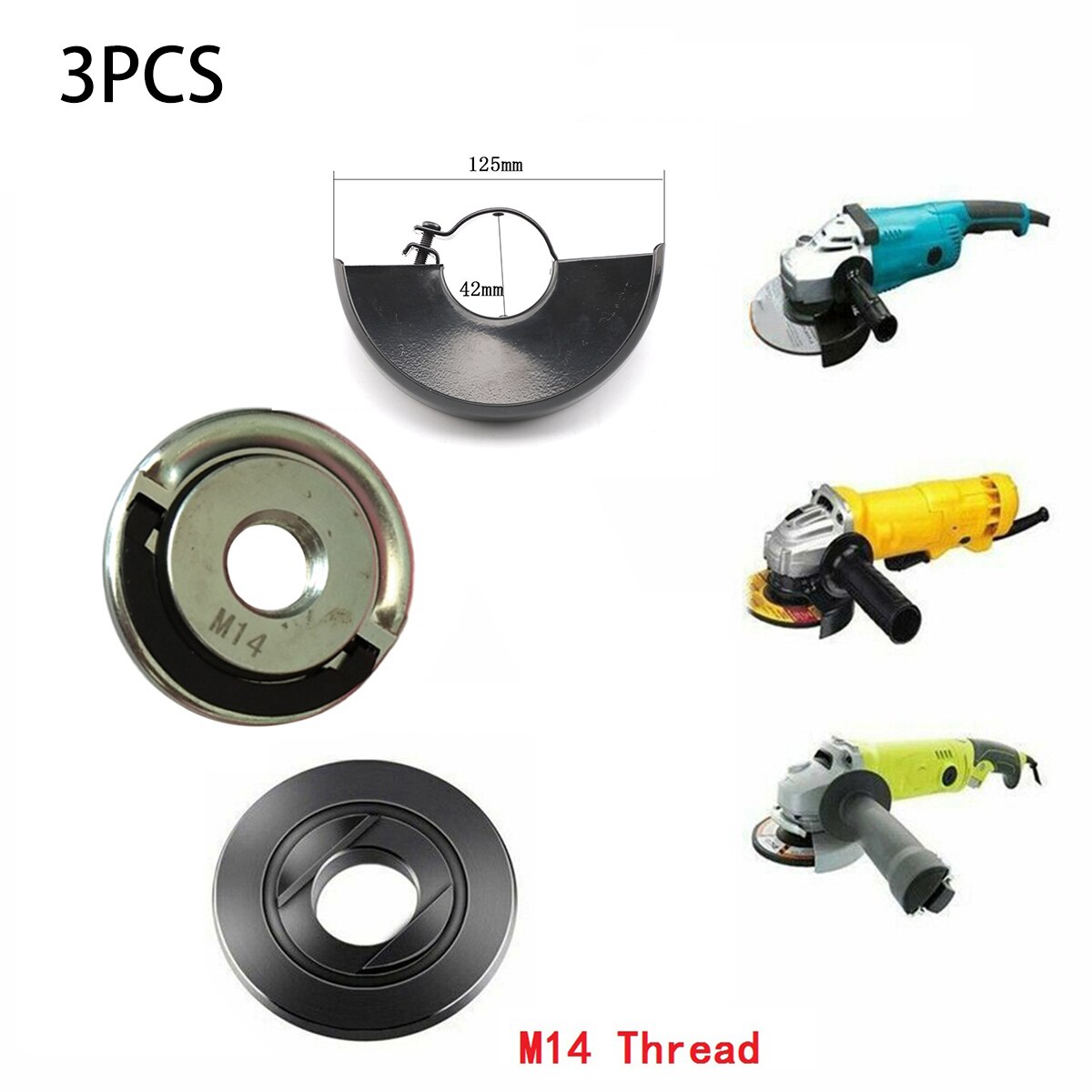 M14 Thread Angle Grinder 3pcs Inner Outer Flange Nut Set Power Replacement For Bosch Milwaukee Metabo Makita.