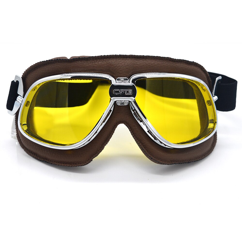 Mooreaxe-Gafas de motocicleta Vintage para hombre y mujer, lentes para casco de moto, Cafe Racer, Chopper, Bobber, todoterreno, color amarillo