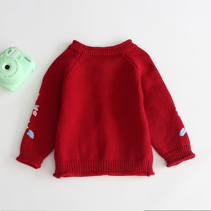 Baby Meisje Trui Borduren Lange Mouwen Gebreide Vest Bovenkleding Kinderkleding Winter Baby Meisje Kleding 0-3T E83020