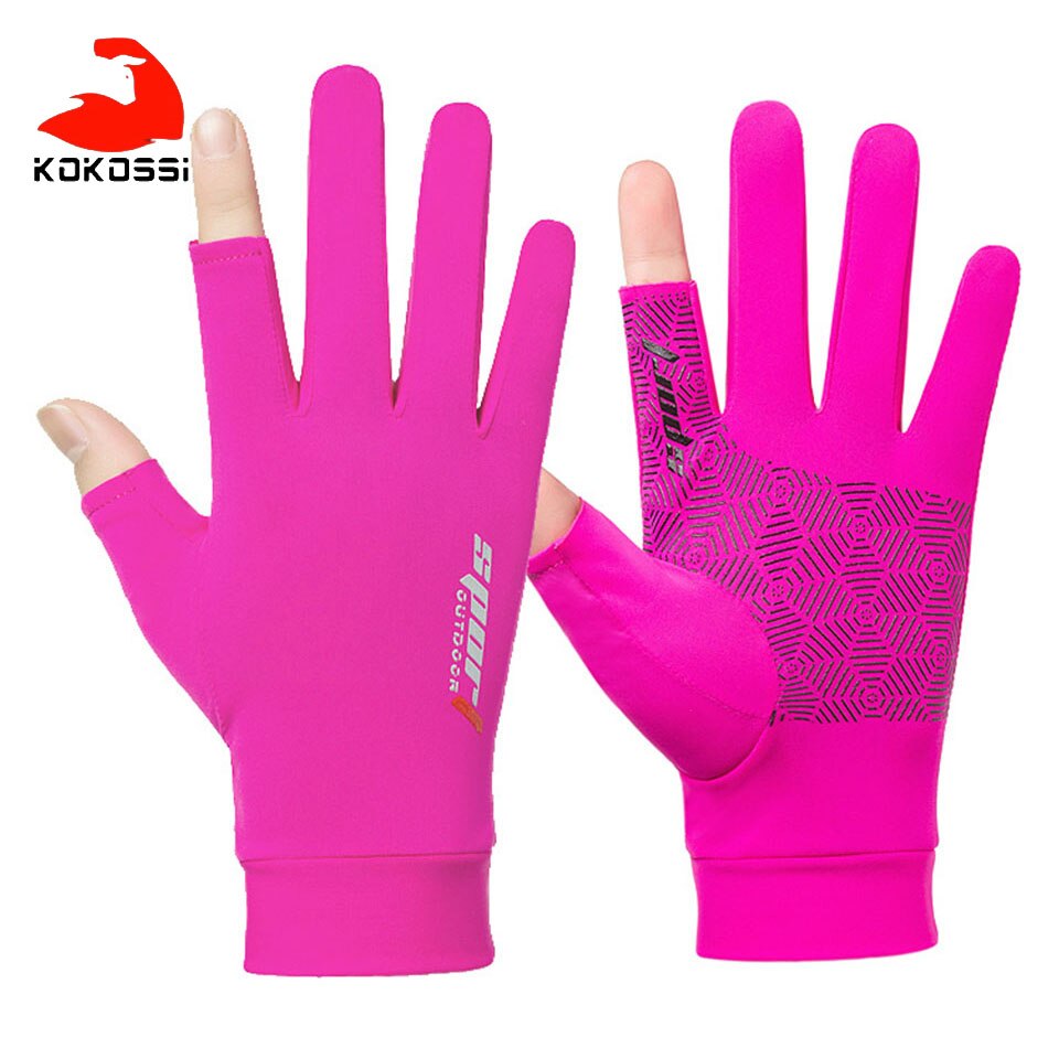 KoKossi Frühling Sommer strecken Eis Seide Handschuhe Kühlen Atmungs Leichte Weiche Komfortable Nicht-rutsch Verschleiß-Besteändig Angeln Handschuh