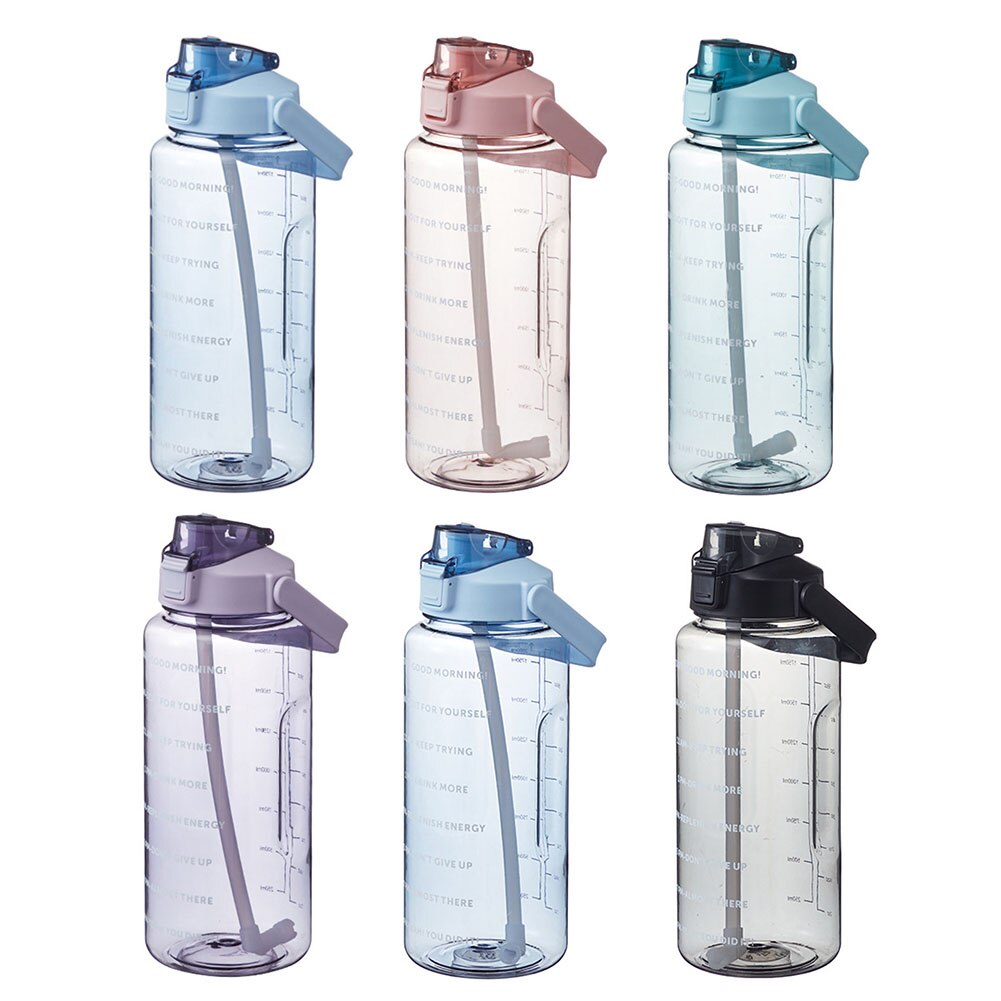 2L Große Kapazität Wasser Flasche mit prallen Kappe Timeline Erinnerung draussen Sport und Fitness Dicht Peeling Tasse mit aufkleber