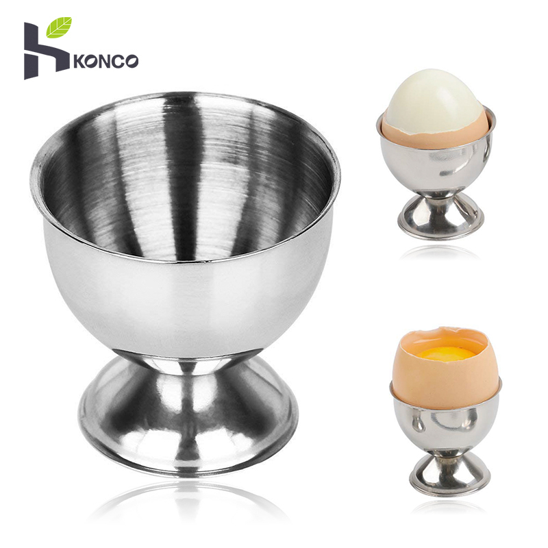 Konco 4 pakker æggeholder rustfrit stål blødkogte æggekopper holder stander æggeholder opbevaring bord dekoration