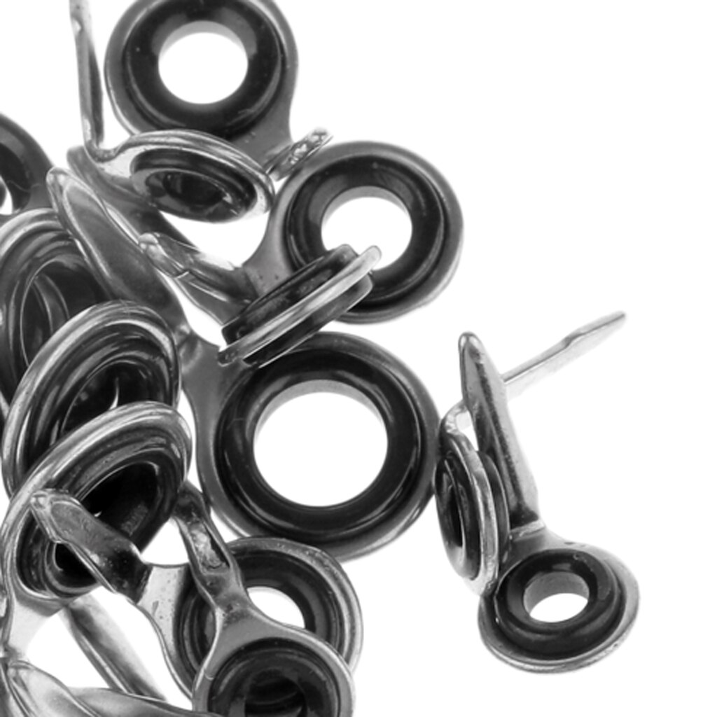 40pcs Fishing Rod Guides, Ceramics Tips Stainless Steel Raft Rod Guides Spare Parts and Tips Top