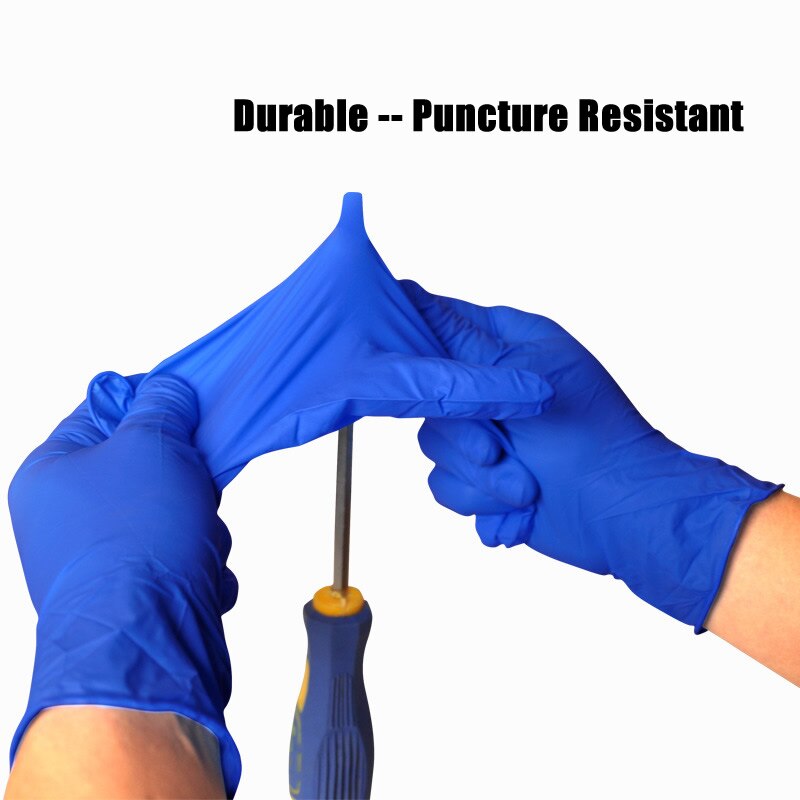 20 stuks blauwe nitril wegwerphandschoenen, ambidextreuze oliebestendige handschoenen voor examens, experimenten, onderzoek, schoonmaken, repareren, werkveiligheid