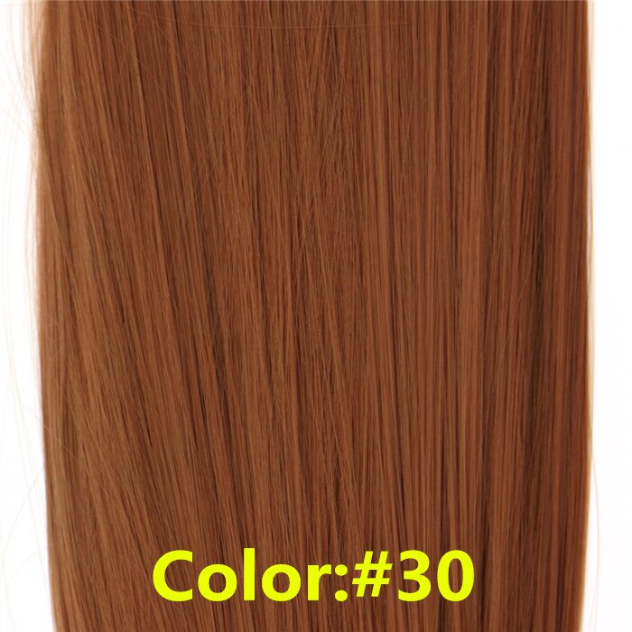 Feibin clip in hair extensions syntetisk hår 22 tommer 55cm langt lige hårstykke varmebestandigt  c46: #30