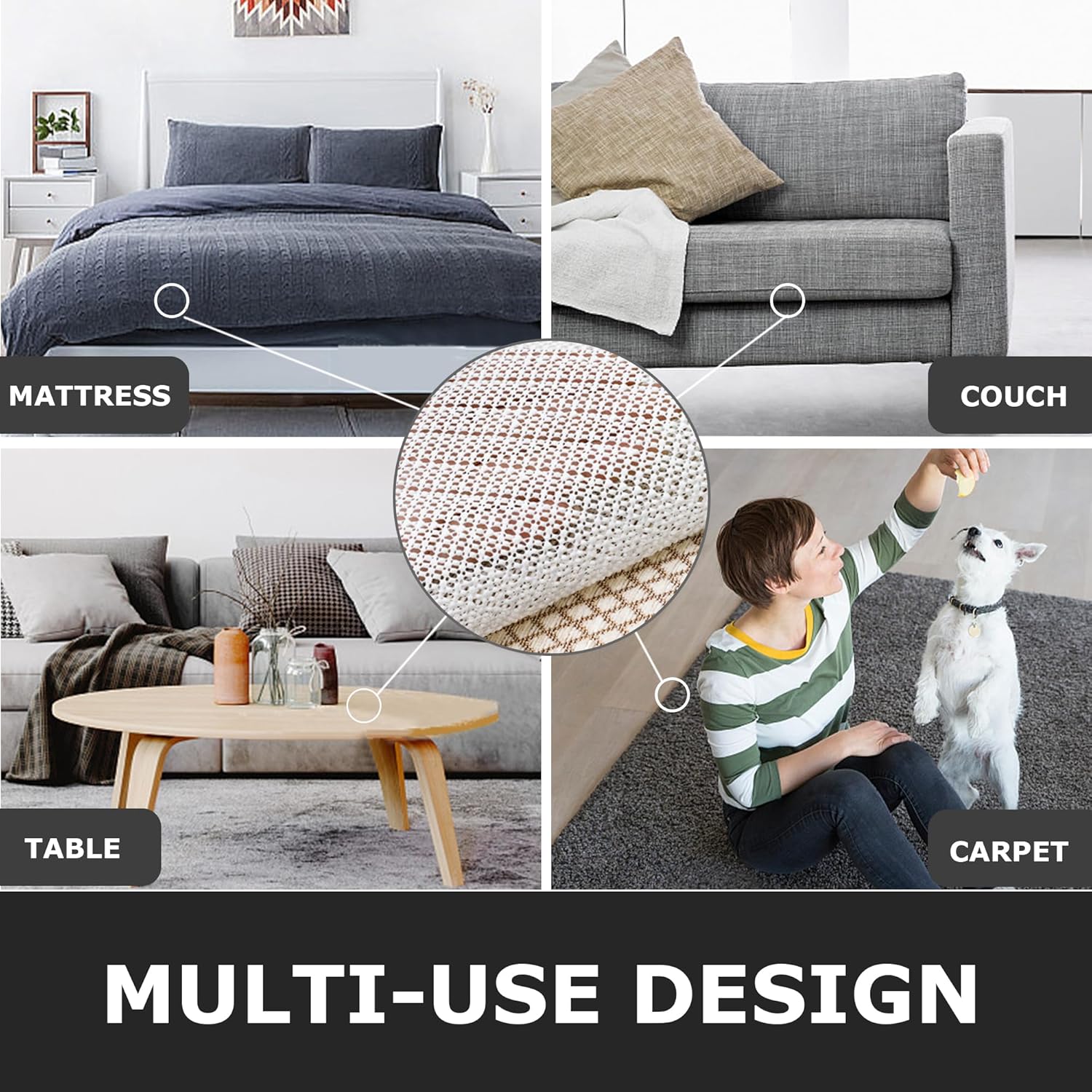 Bettlaken, rutschfeste Matte, Teppichpolster, Greifer, Sofa, Teppich, Anti-Bewegung, feste Dichtung, Bett, PVC-Matratze, fest mit Netz für Hartholzböden