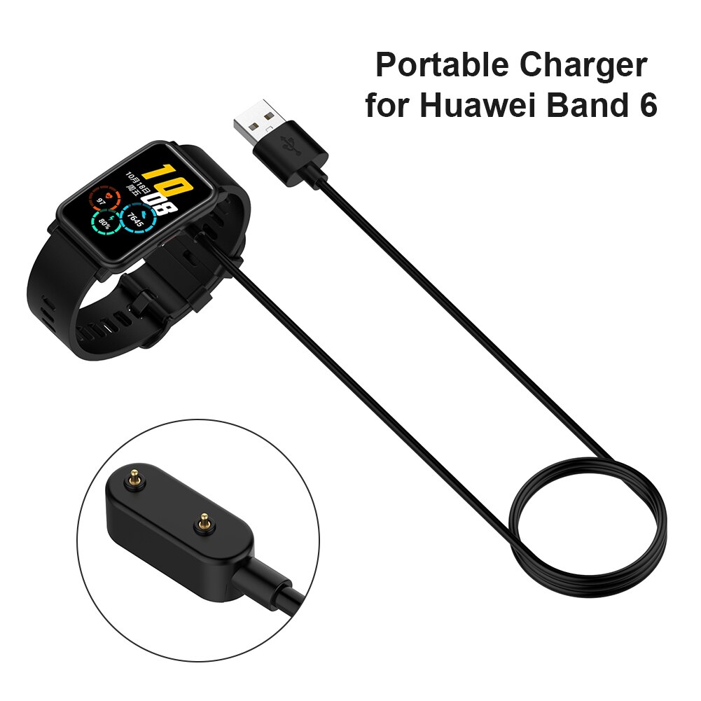 1m usb-ladekabel bærbar for huawei band 6/ watch fit honor band 6/ watch es lader base brakett smart tilbehør