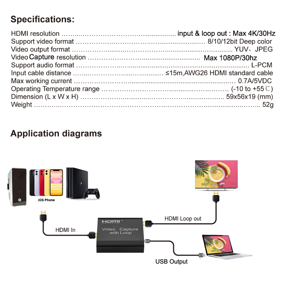 Mini Video Capture Card USB3.0 Hdmi 4K60Hz Video Capture Hdmi Naar Usb Video Capture Card Dongle Game Voor PS4 Game dvd Camera