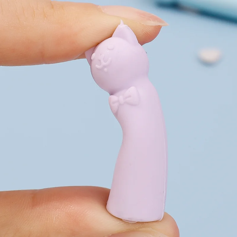 1-20 piezas tapas de borrador de dibujos animados, borradores de lápiz, borradores de gato bonitos para niños, suministros de papelería escolar para estudiantes, fundas para cabeza de bolígrafo