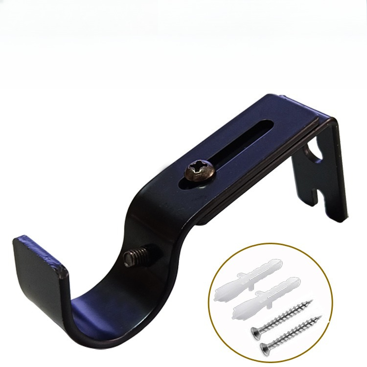 2/3pcs Adjustable Curtain Rod Brackets Extendable Window Drapery Rod Hanger Holders Hooks for Bedroom Dormitory: M / black