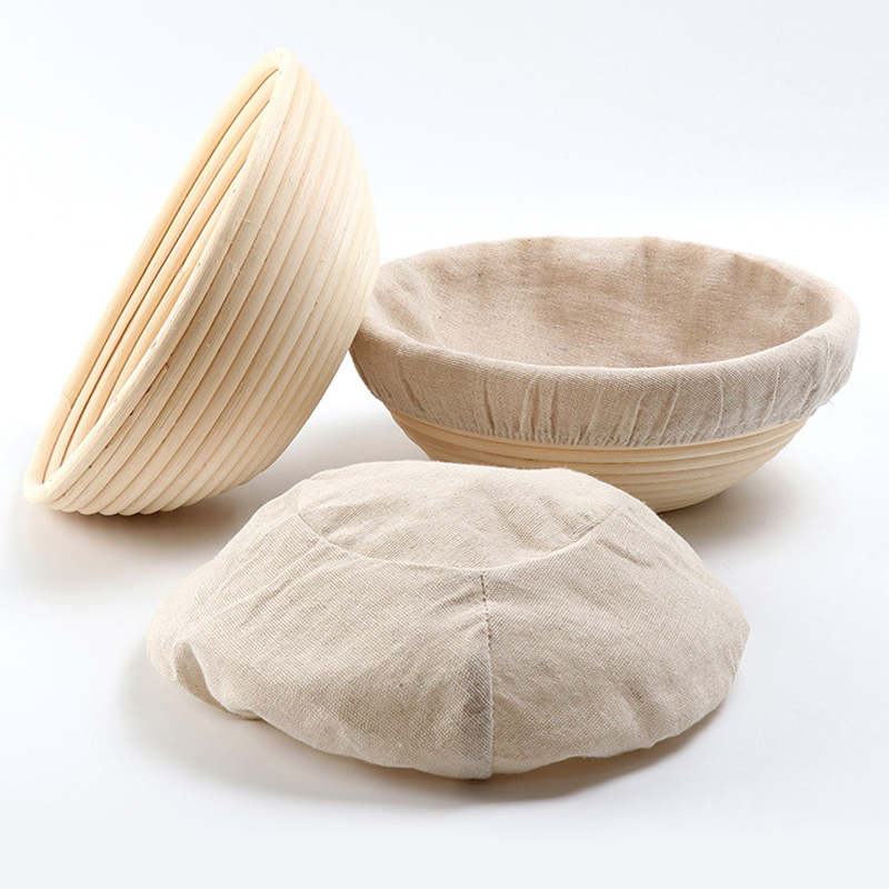 Bread Basket Set Kitchen Banneton Natural Rattan Basket With Linen Cover 7 Pcs Tools Sourdough Baking Tool Bread Proofing Basket