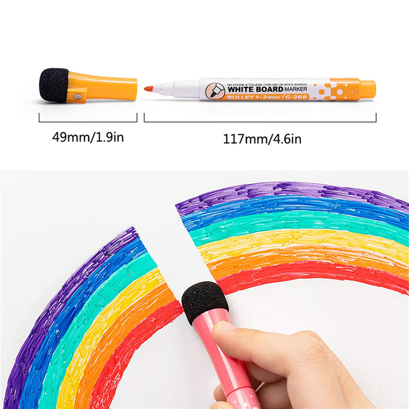 Stylos pour tableau blanc 8 couleurs, stylo magnétique à base d'eau avec capuchon effaçable, pointe Fine, peinture magnétique pour enfants, maison, bureau, école
