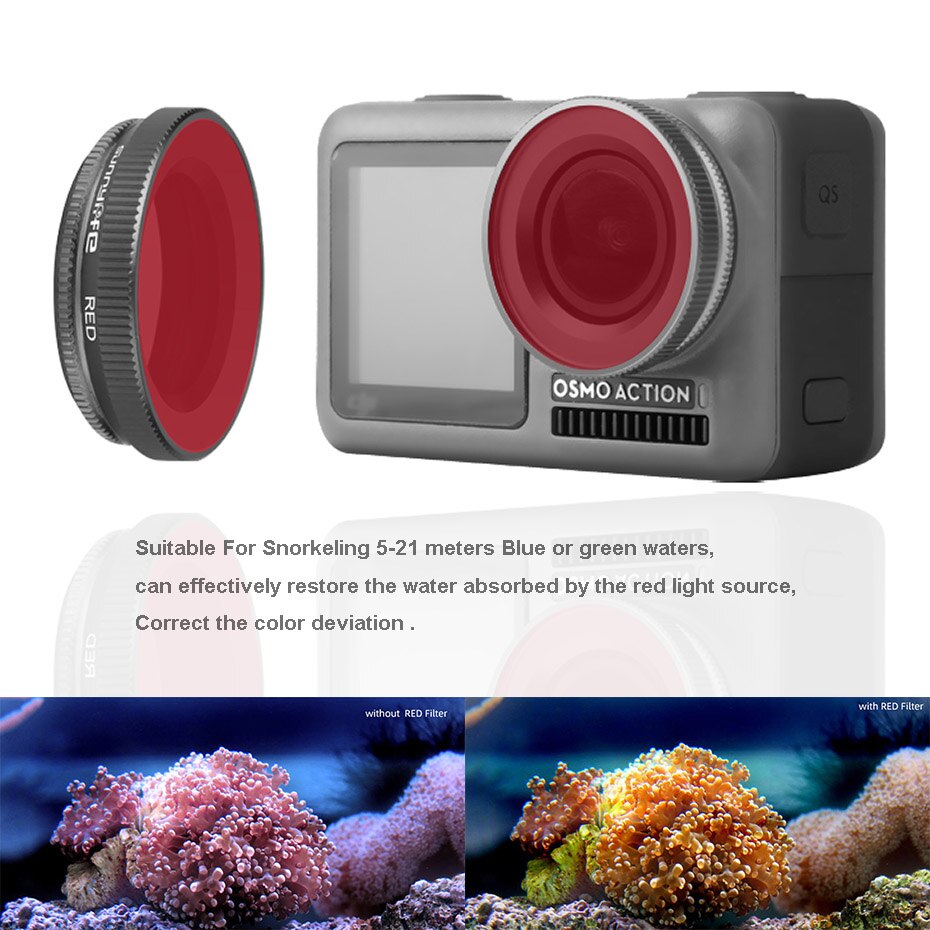 De OSMO objetivo de cámara de acción de filtro de buceo rojo rosa Magenta UV ND-PL CPL filtro DJI Osmo cámara de deporte de acción Accesorios