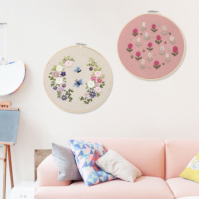 Håndarbeid broderi materiale pakke gjør-det-selv brodert materiale hengende malerier blomster korssting håndarbeidssett