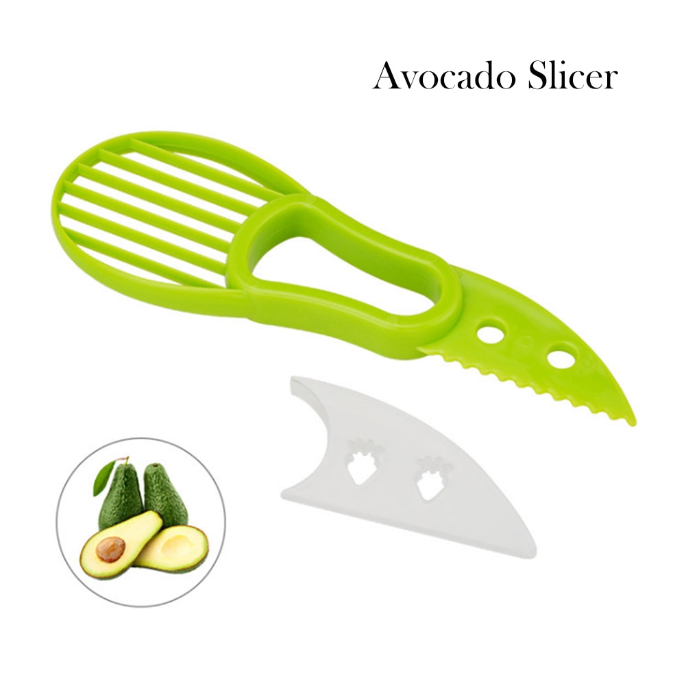 3-In-1 Avocado Slicer Shea Corer Boter Fruit Peeler Cutter Pulp Separator Plastic Mes Keuken Groente Gereedschap