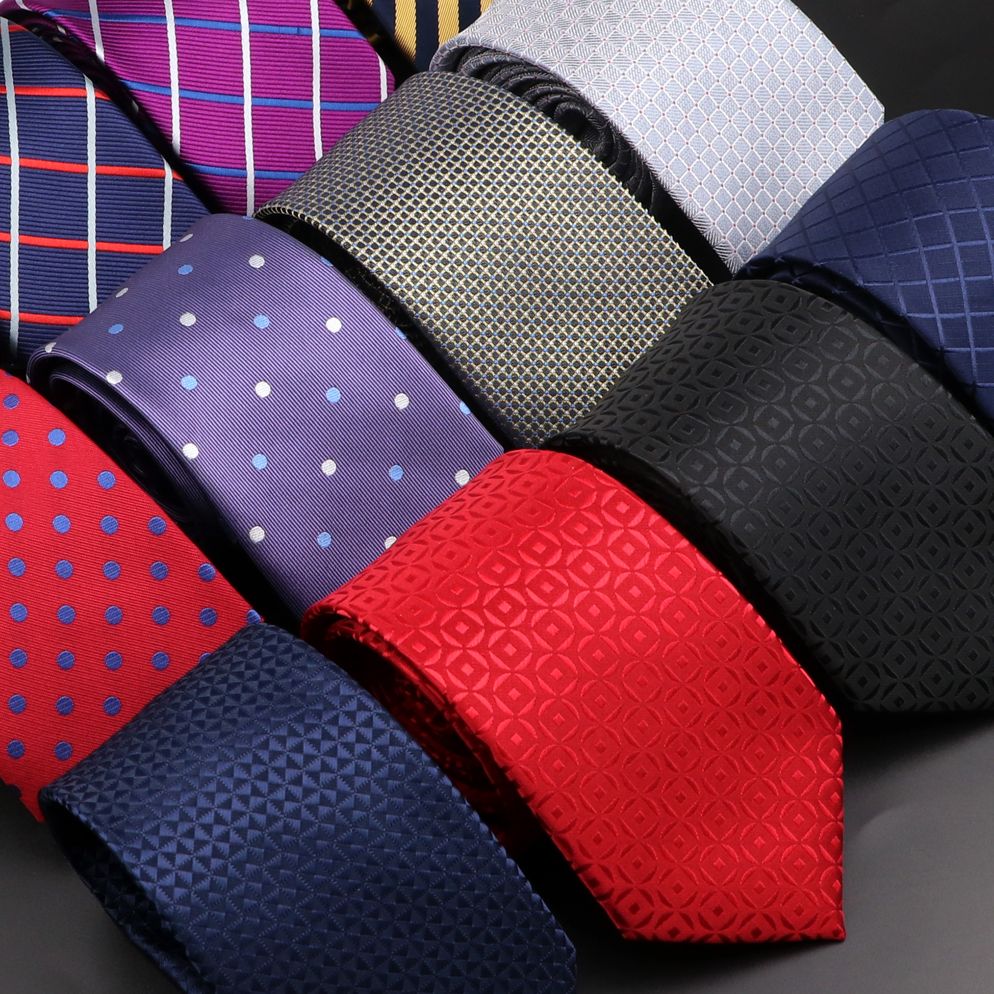 mariage hommes cravate violet bleu solide rayé Plaid points cravates directe marié col accessoires