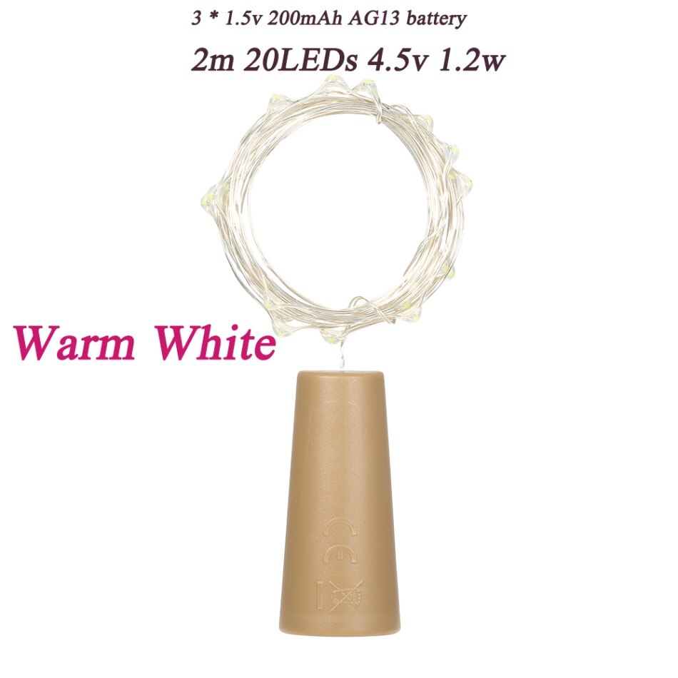 4,5 V 1,2 W 2M 20 Schnur Licht Kupfer Draht Gebühr Stopper Atmosphäbetreffend Lampe für Weihnachten Baum DIY Heimat dekoration: Typ 2 warm Weiß