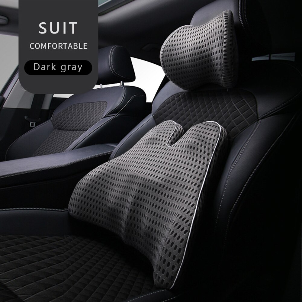 Reposacabezas de malla 4D para coche, almohada para el cuello, soporte Lumbar curvo para la espalda, transpirable, para el coche: 21