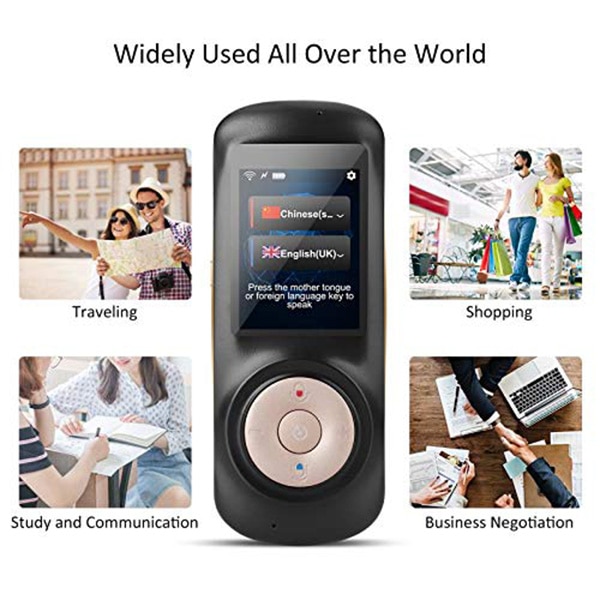 Instant Voice Language Translator Device,Smart Two Way WiFi 2.4inch Touch-Screen Portable Translation for Learning Travel Bu