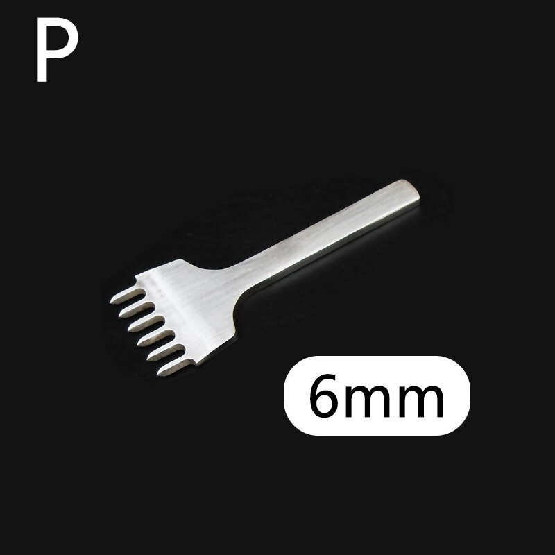 Juego de punzones de agujeros para artesanía de cuero, cincel de perforación de acero inoxidable, encaje de costura, espaciado, herramientas de perforación: 6mm-6 Prong