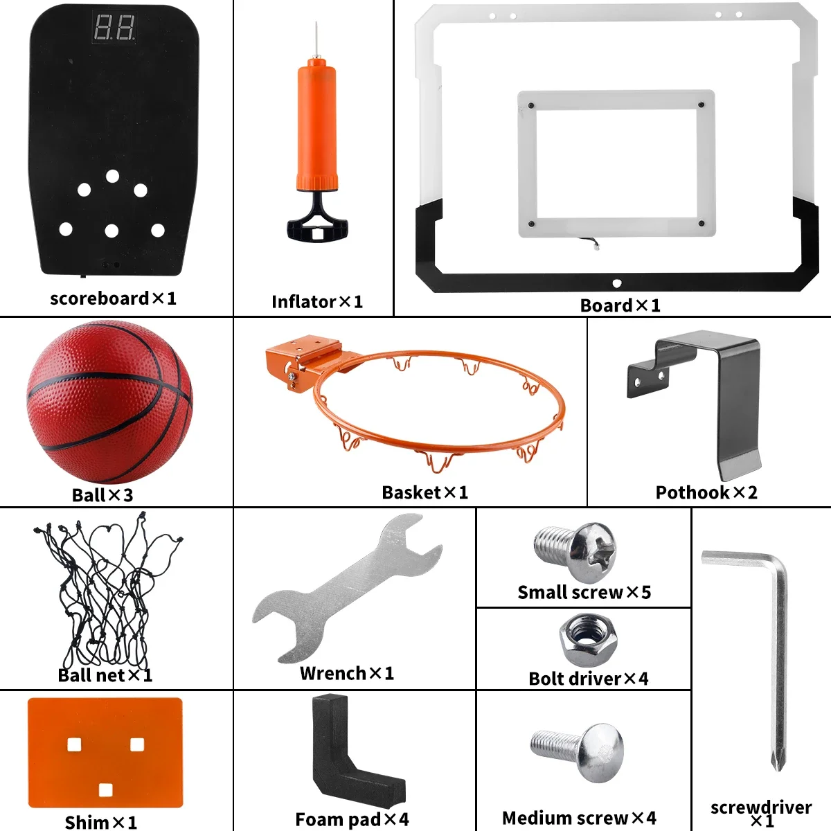 Canestro da basket per bambini per interni ed esterni, mini tabellone da basket sopra la porta con 3 palline, regalo giocattolo per bambini e adolescenti