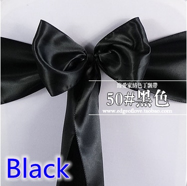 Zwart Kleur Satijnen Sjerp Stoel Boog Voor Stoelbekleding Sash Spandex Partij En Bruiloft Decoratie