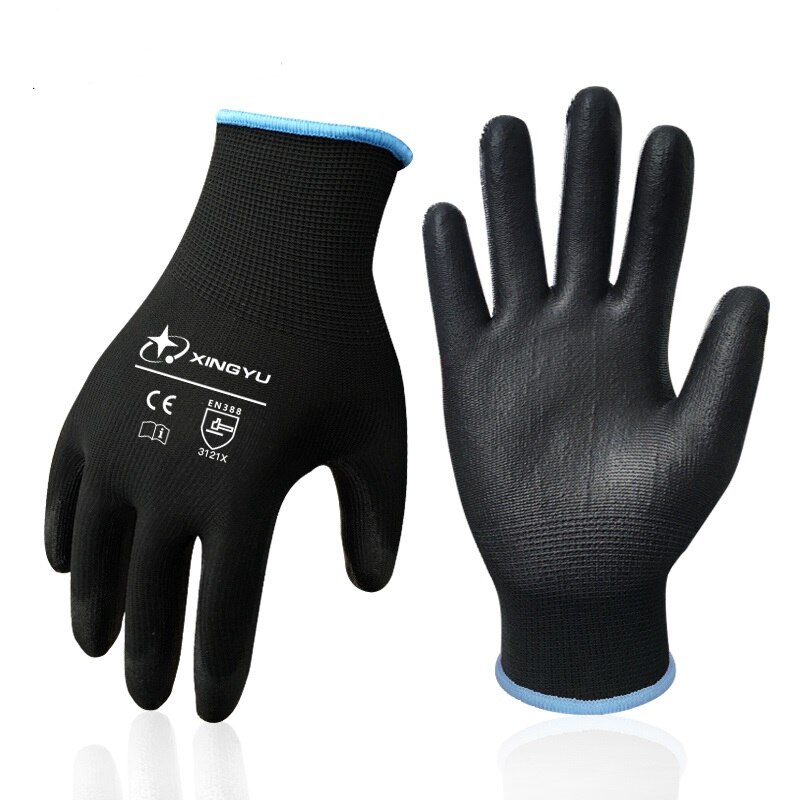 Gants de travail enduits de sécurité PU pour femmes, gants de Protection pour la manipulation du travail, gants de travail pour mécaniciens de Construction: Black / S