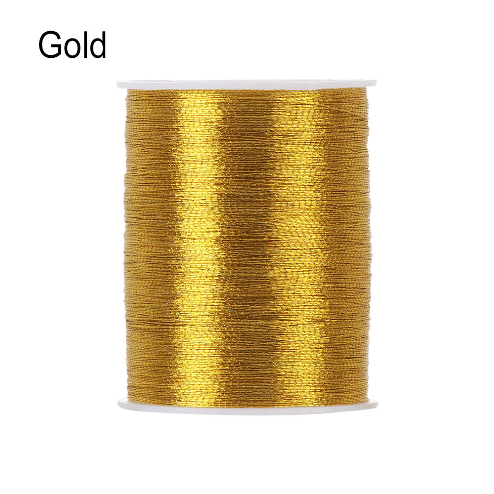Guld / sølv 100 meter holdbar overlocking symaskine broderitråde polyester korssting stærke tråde hjemforsyninger: Guld -100m