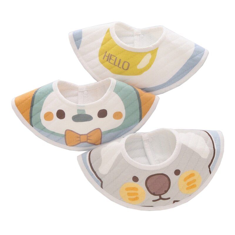 3pcs/lot Newborn Infant Baby Bids Adjustable Boys Girls Soft Breathable Cotton Animal Print Cute Feeding Bibs Baby Boy Stuff: 3