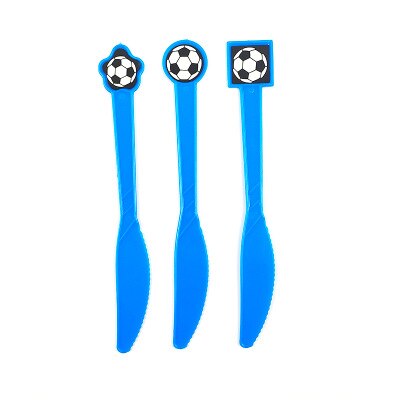 World Cup football children birthday party decoration flag pull mask tablecloth paper plate cutlery set ，baby shower: Knife 10pcs