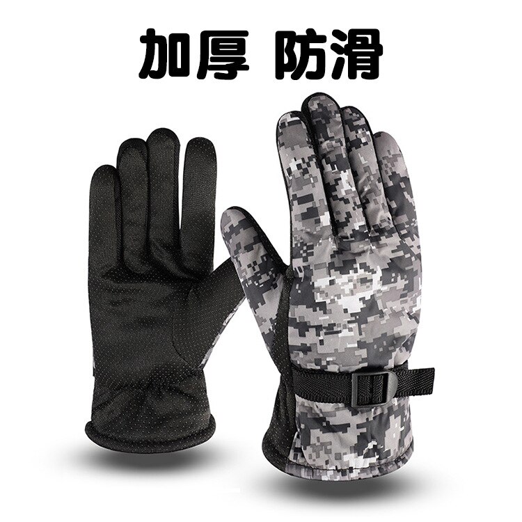 Cycling Gloves Full Finger Sport Riding MTB Bike Gloves Winter Water Resistant Touch Screen Non-slip Motorbike Riding Gloves: Camouflage gray