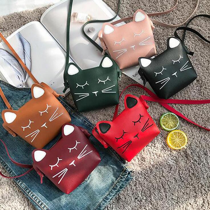 Mini Cartoon Kat Meisjes Messenger Bag Mooie Kinderen Prinses Mode Crossbody Tassen Vrouwelijke Karakter Schoudertas HS01