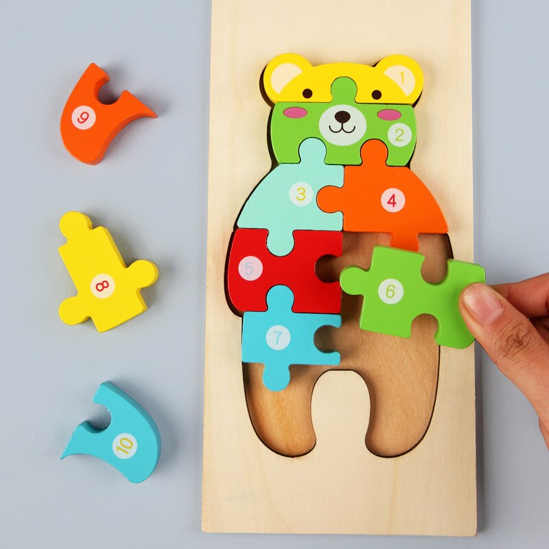 Baby Kids Houten Dier Verkeer Puzzel Vroeg Leren Educatief Speelgoed Voor Kinderen Brain Teaser Puzzel 3D Speelgoed