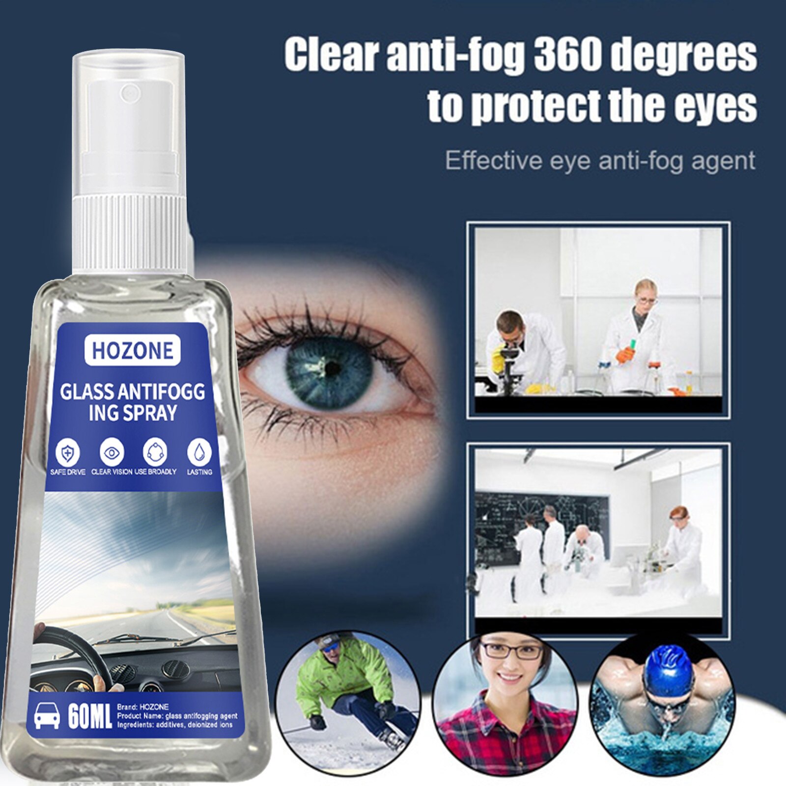60Ml Anti-Condens Coating Spray Voor Bril Automobiel Glas Masker Winter Regenachtige Dag Outdoor Anti-Fog Spuiten antivaho