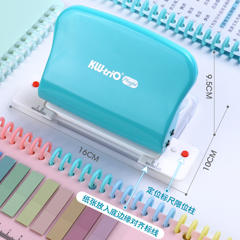 KW-trio 10-Hole Paper Punch Handheld Metal Hole Puncher Capacity 10sheet for A4 A5 B5 for Notebook Scrapbook Diary Binding 99H5