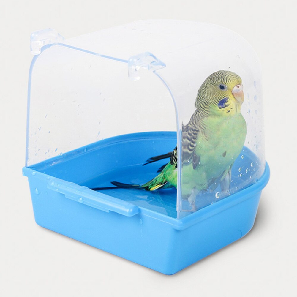 1pc Caged Bird Bath Multi Cage Bird Bath Covered for Small Brids Canary Budgies Parrot (Light Blue)