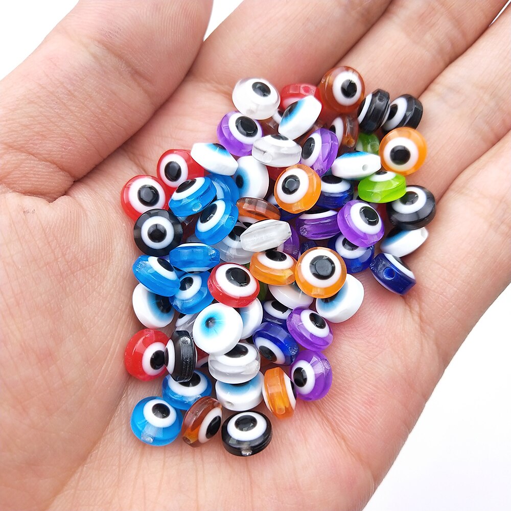 50pcs/Lot 8mm Diy Eye Beads Oval Shape Spacer Beads Stripe Resin Spacer Beads For Jewelry Making Bracelet Necklace Charms
