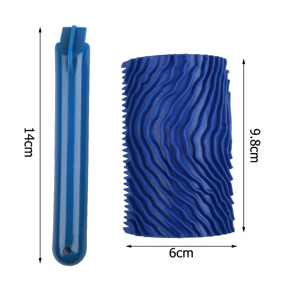 Wood Pattern Grain Paint Roller Blue Rubber DIY Graining Painting Tool with Handle Wall Painting Roller with Handle Home Tool