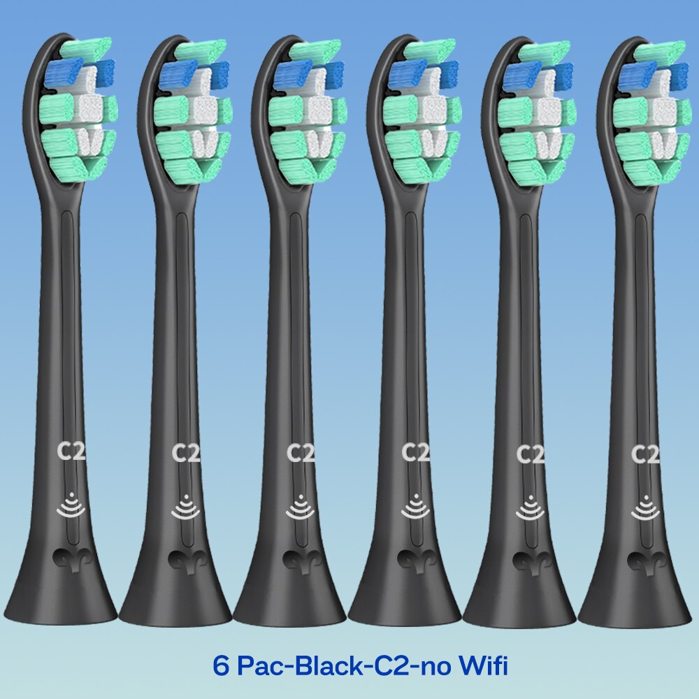 W2 DiamondClean Toothbrush Heads for Phillips Sonicare Electric Toothbrush HX9023 HX6024 HX3220 HX6250 HX6530 HX6730 HX8911: 6-BK-C2-no Wifi