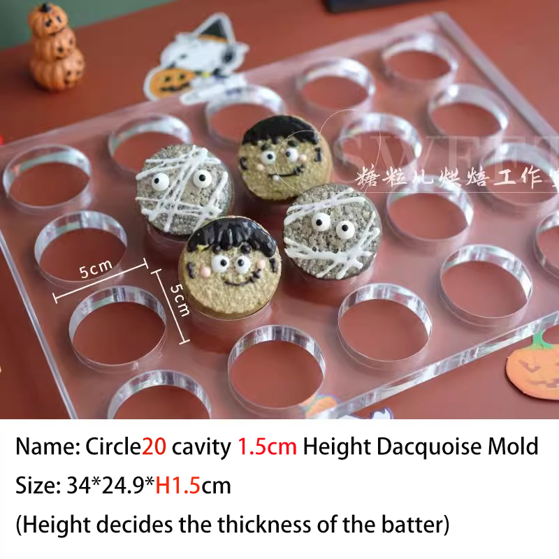 1/1,5 cm Dicke Halloween Thema Jacquoise Schimmel Geist Kätzchen Kürbis aufbringen Französisch Macaron Sandwich Kuchen Nachtisch zurück geschirr Werkzeug: dunkel Grau