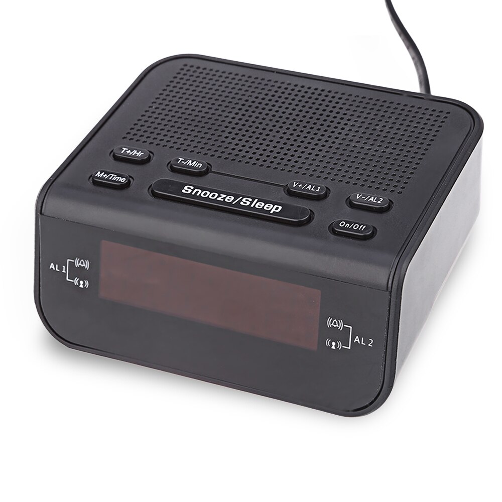 Original modern väckarklocka fm-radio med dubbla larm summer snooze sleep funktion kompakt digital röd led tidsdisplay