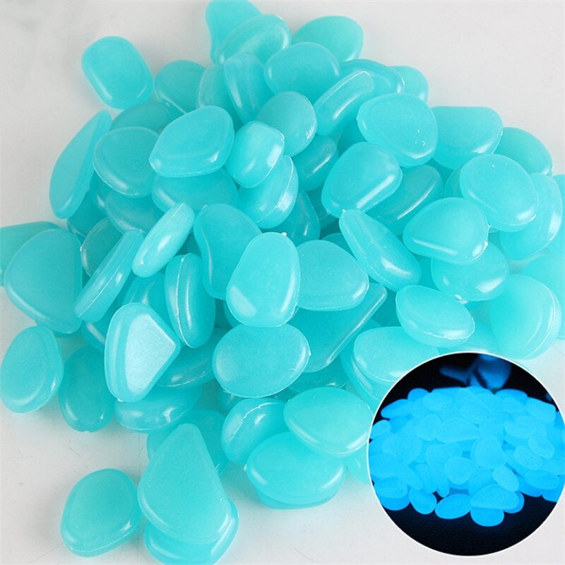 10 Pcs Amazing Garden Decor Luminous Stones Glow In the Dark Pebbles Light Emitting Aquarium Fish Tank Decoration Pebble Rocks: Light Blue