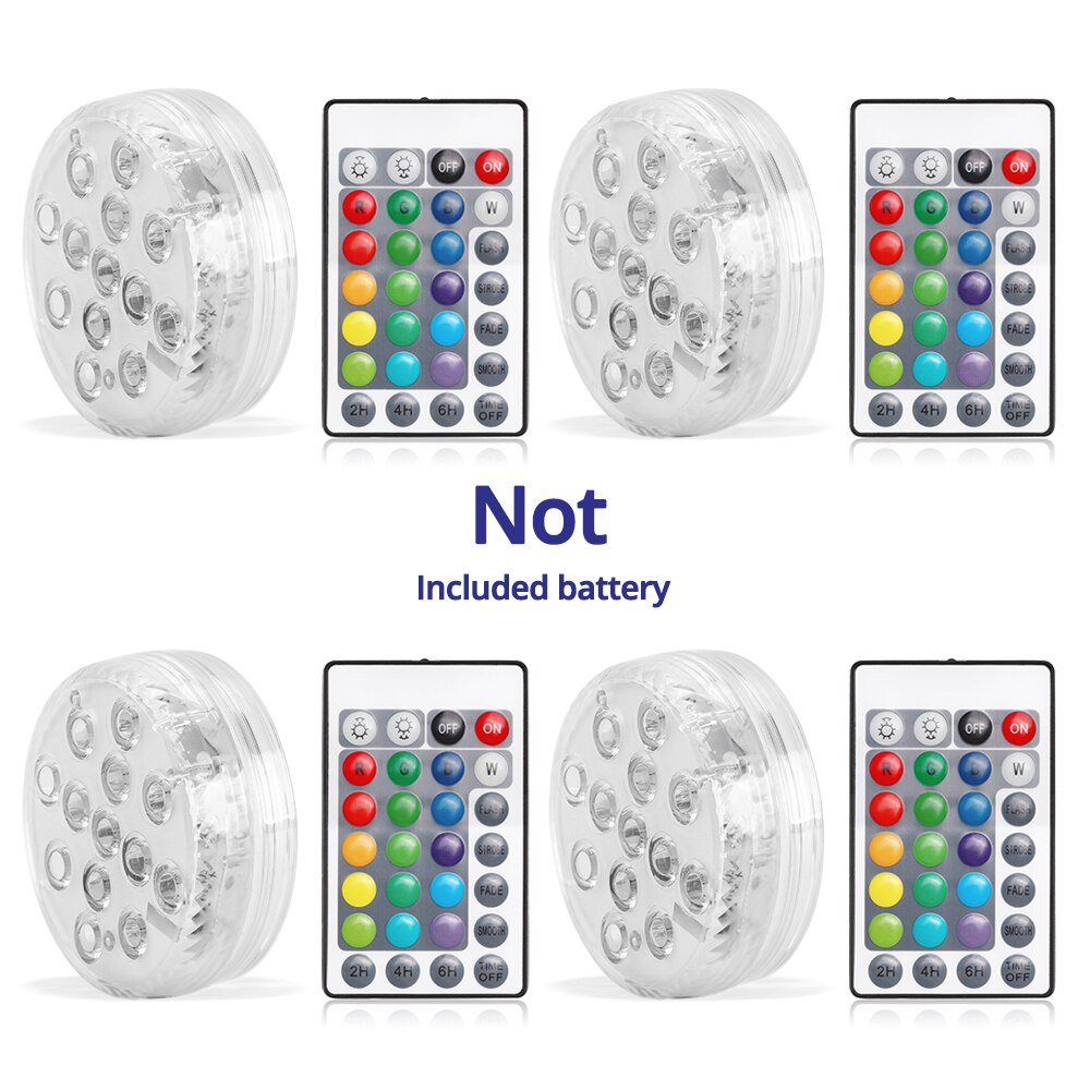 Submersible LED Lights IP68 Underwater Waterproof Battery Operated Remote Control Light For Vase Bowl Garden Party Decoration: 4 PACK
